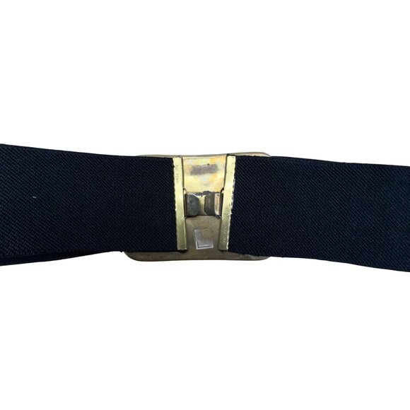 Elastic Black Belt With Brass Elephant Buckle Adjustable Detailed Boho Unique Ha - Picture 3 of 5